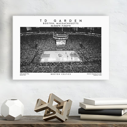 Td Garden Stadium Black And White, Boston Basketball Stadium Wall Art Print, Canvas Print Wall Art, Man Cave Gift