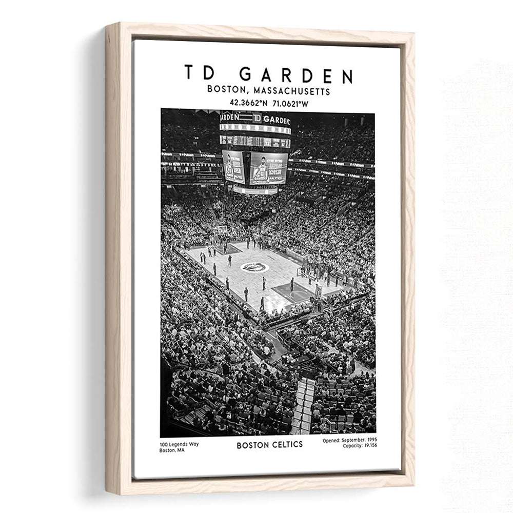 Td Garden Stadium Black And White, Boston Celtics Basketball Stadium Wall Art Print, Framed Canvas Prints Wall Art