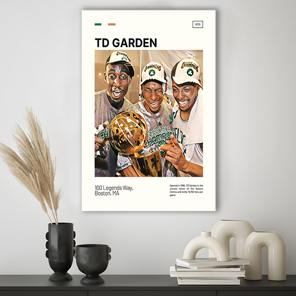 TD Garden Print, Boston Celtics Stadium Canvas Art V2, Fan Gifts, Sport Art, Canvas Print Wall Art