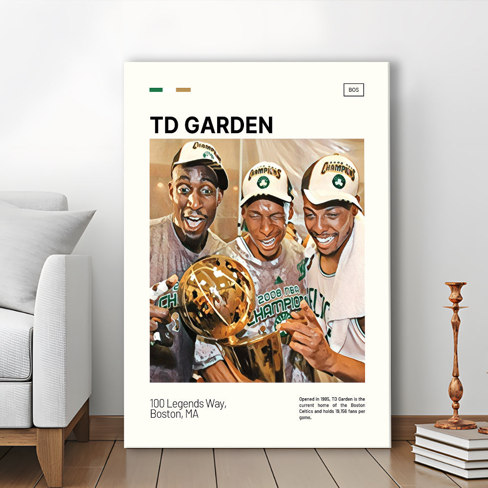 TD Garden Print, Boston Celtics Stadium Canvas Art V2, Fan Gifts, Sport Art, Canvas Print Wall Art