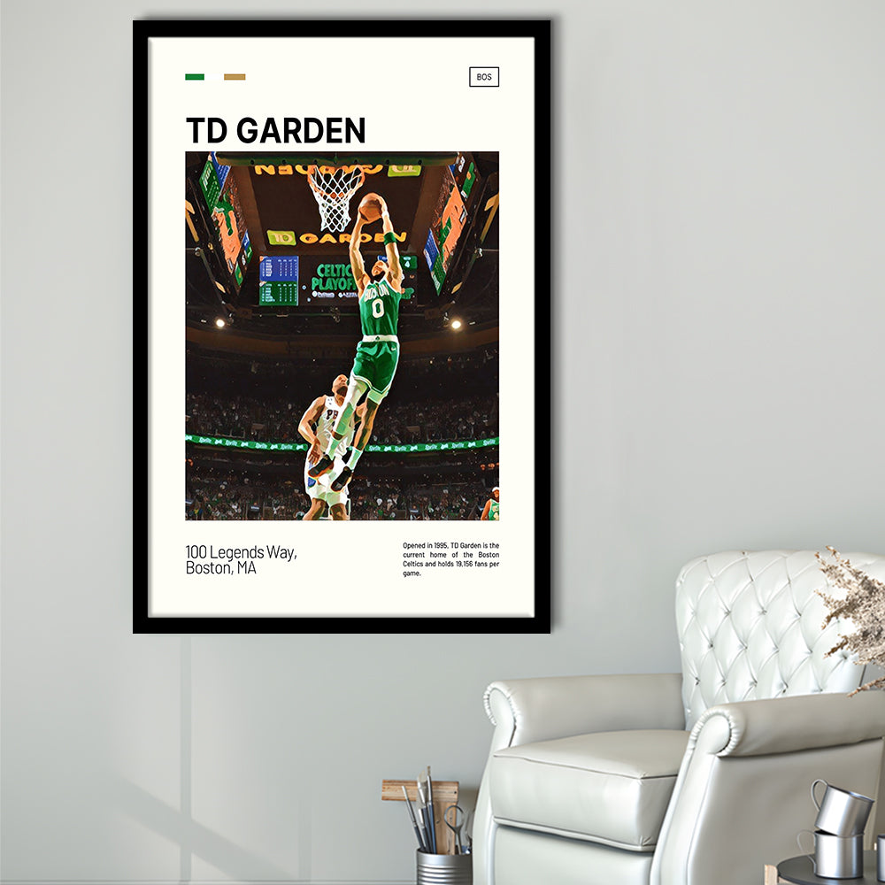 TD Garden Print, Boston Celtics Stadium Art V3, Gifts for him, Sport Art, Framed Art Print Wall Decor
