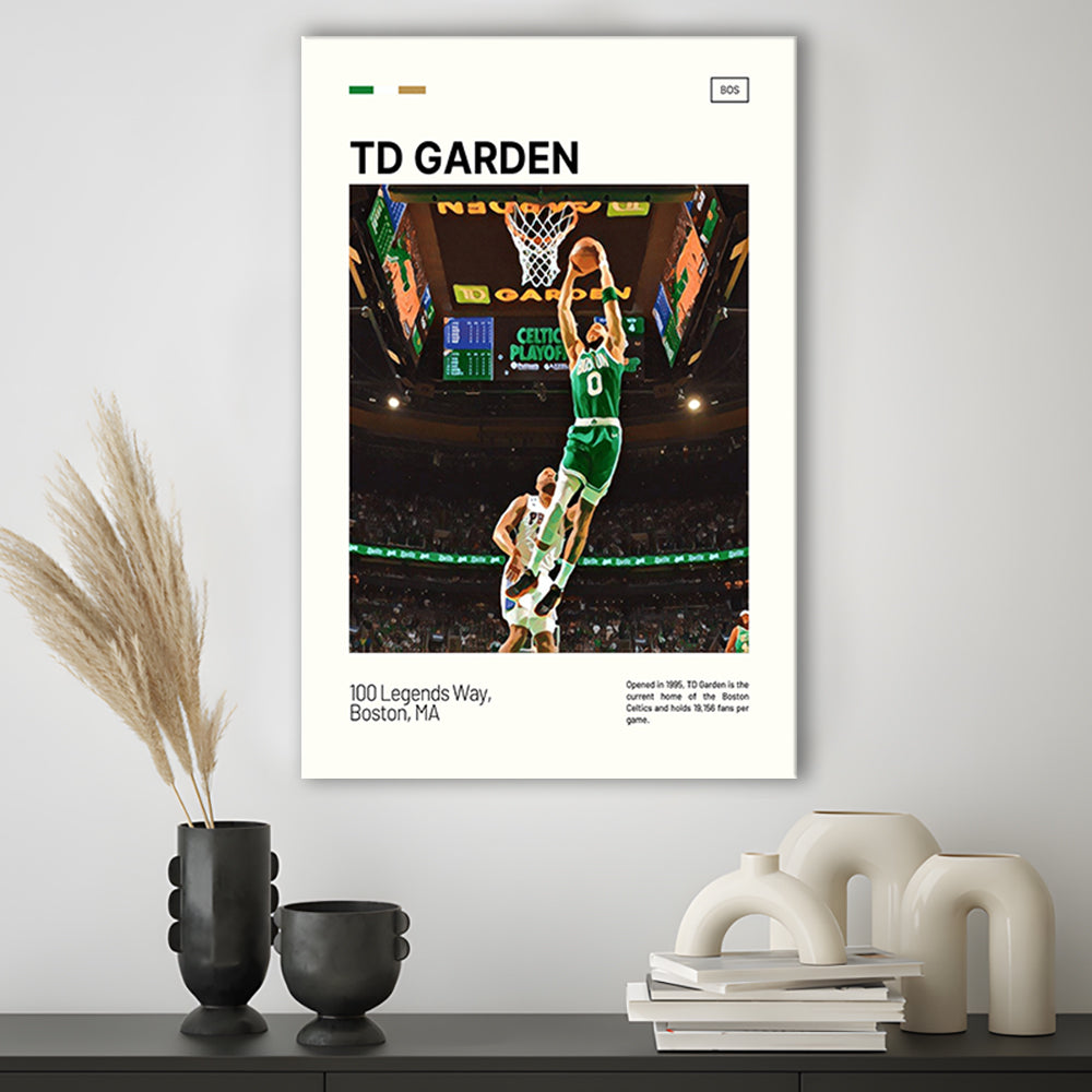 TD Garden Print, Boston Celtics Stadium Canvas Art V3, Fan Gifts, Sport Art, Canvas Print Wall Art