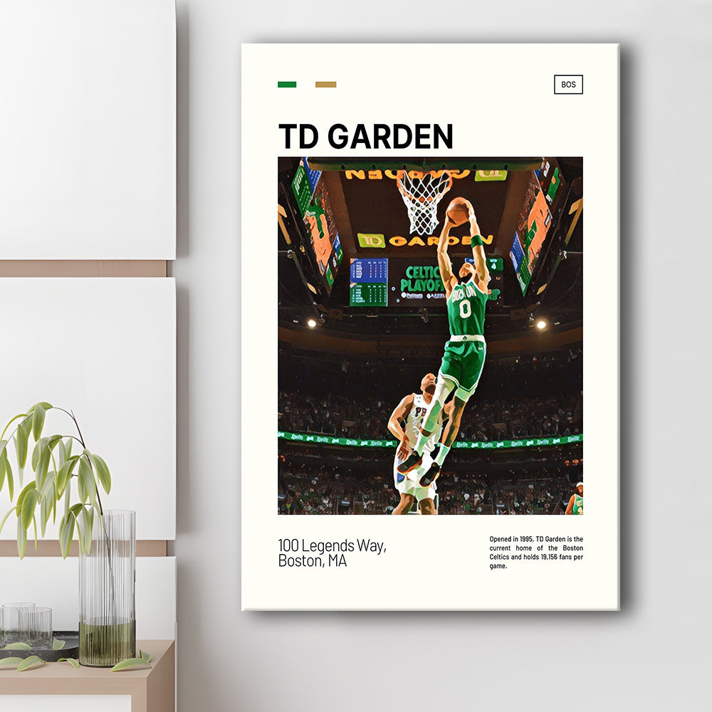TD Garden Print, Boston Celtics Stadium Canvas Art V3, Fan Gifts, Sport Art, Canvas Print Wall Art