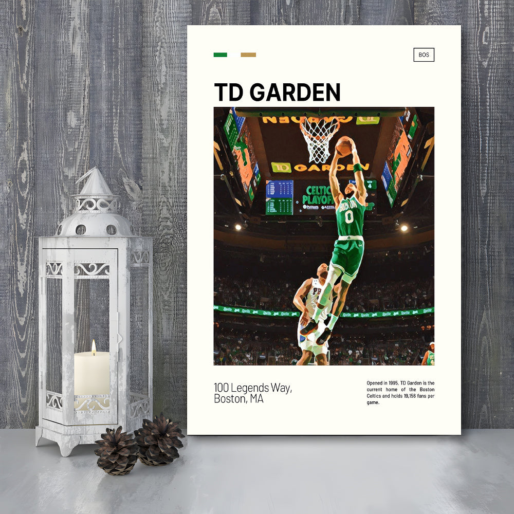 TD Garden Print, Boston Celtics Stadium Canvas Art V3, Fan Gifts, Sport Art, Canvas Print Wall Art