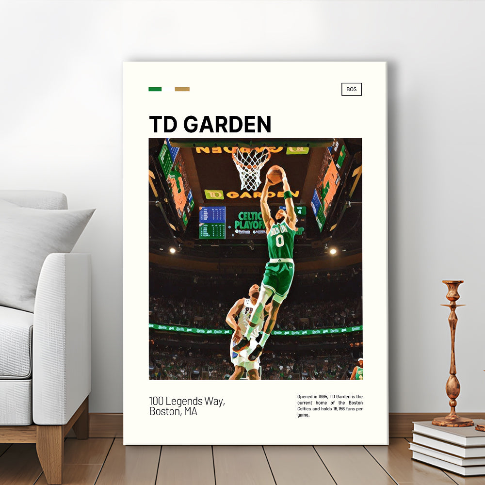 TD Garden Print, Boston Celtics Stadium Canvas Art V3, Fan Gifts, Sport Art, Canvas Print Wall Art