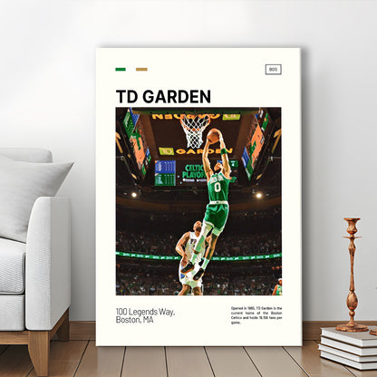 TD Garden Print, Boston Celtics Stadium Canvas Art V3, Fan Gifts, Sport Art, Canvas Print Wall Art