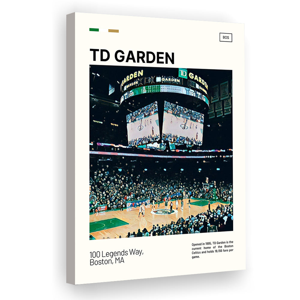 TD Garden Print, Boston Celtics Stadium Canvas Art V4, Fan Gifts, Sport Art, Canvas Print Wall Art