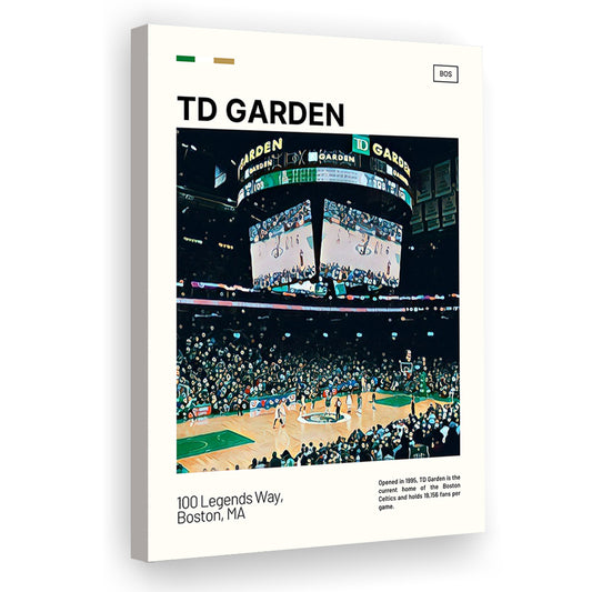 TD Garden Print, Boston Celtics Stadium Canvas Art V4, Fan Gifts, Sport Art, Canvas Print Wall Art