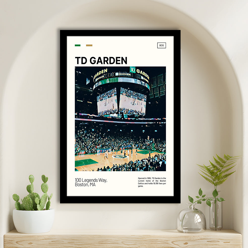 TD Garden Print, Boston Celtics Stadium Art V4, Gifts for him, Sport Art, Framed Art Print Wall Decor