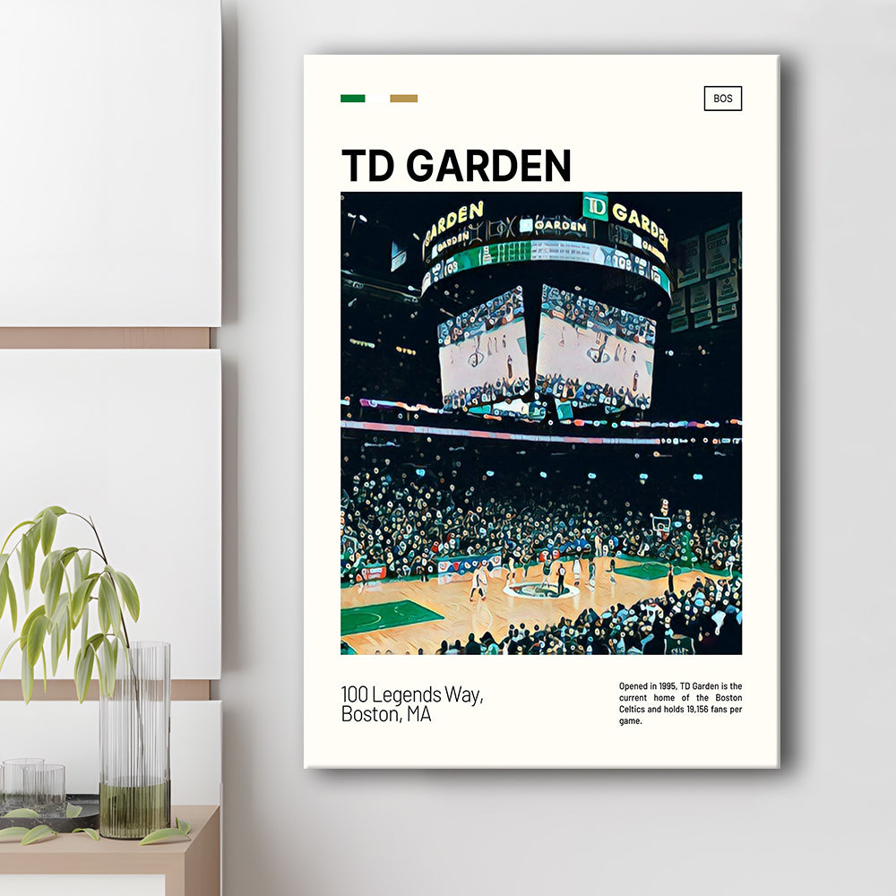 TD Garden Print, Boston Celtics Stadium Canvas Art V4, Fan Gifts, Sport Art, Canvas Print Wall Art