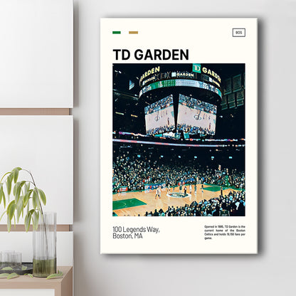 TD Garden Print, Boston Celtics Stadium Canvas Art V4, Fan Gifts, Sport Art, Canvas Print Wall Art