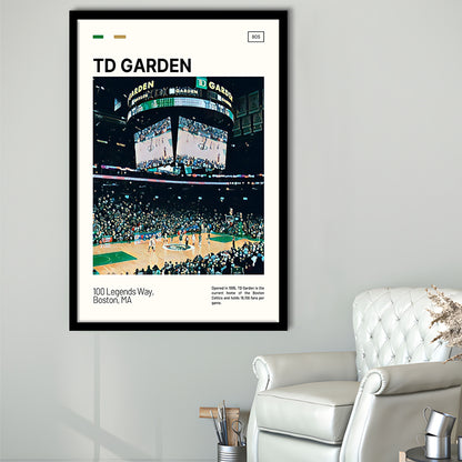TD Garden Print, Boston Celtics Stadium Art V4, Gifts for him, Sport Art, Framed Art Print Wall Decor