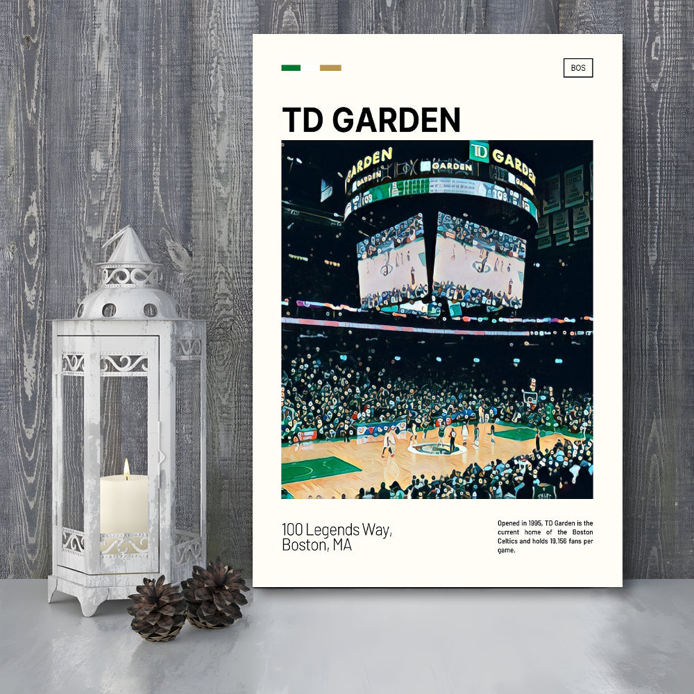 TD Garden Print, Boston Celtics Stadium Canvas Art V4, Fan Gifts, Sport Art, Canvas Print Wall Art