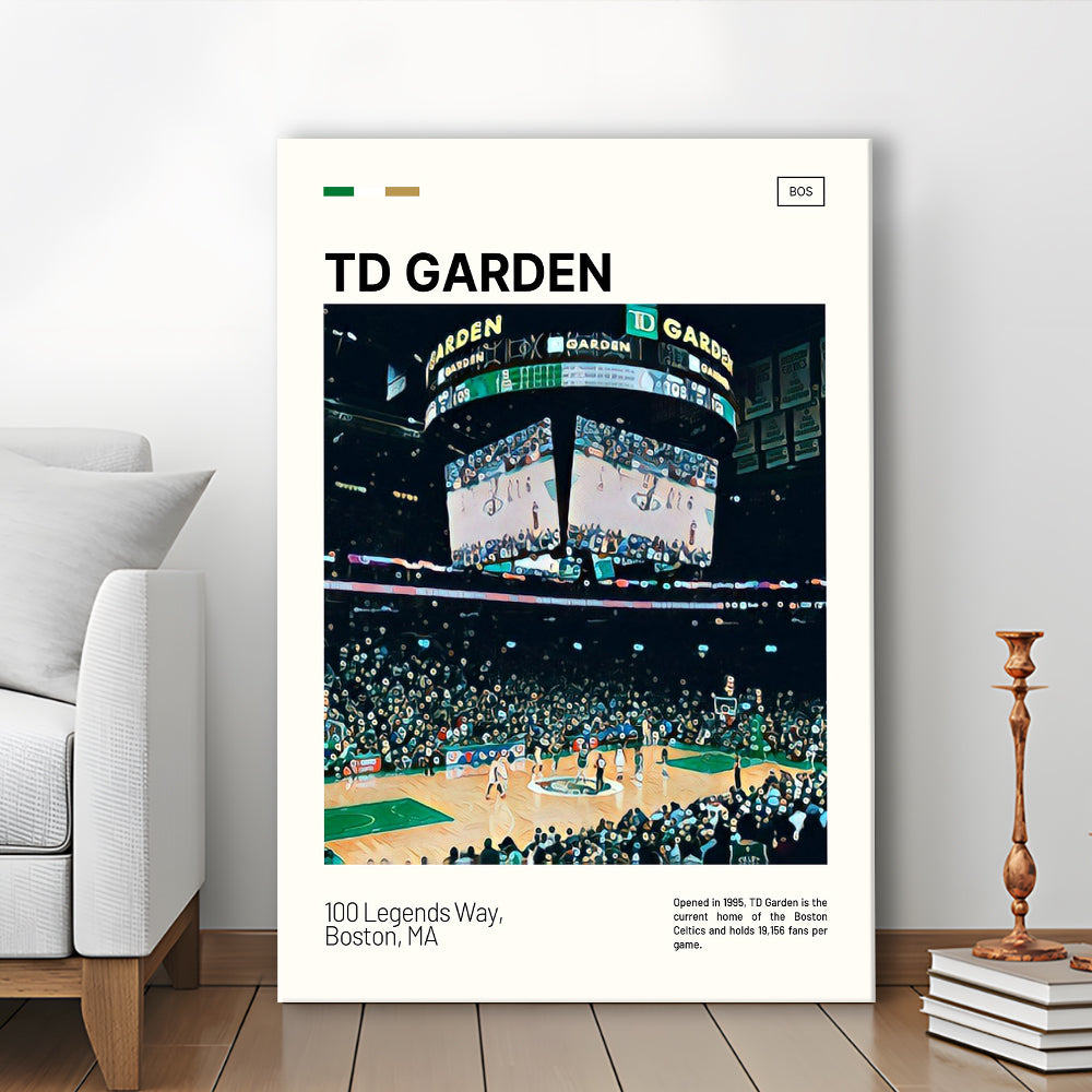 TD Garden Print, Boston Celtics Stadium Canvas Art V4, Fan Gifts, Sport Art, Canvas Print Wall Art