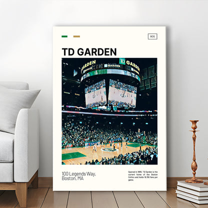 TD Garden Print, Boston Celtics Stadium Canvas Art V4, Fan Gifts, Sport Art, Canvas Print Wall Art