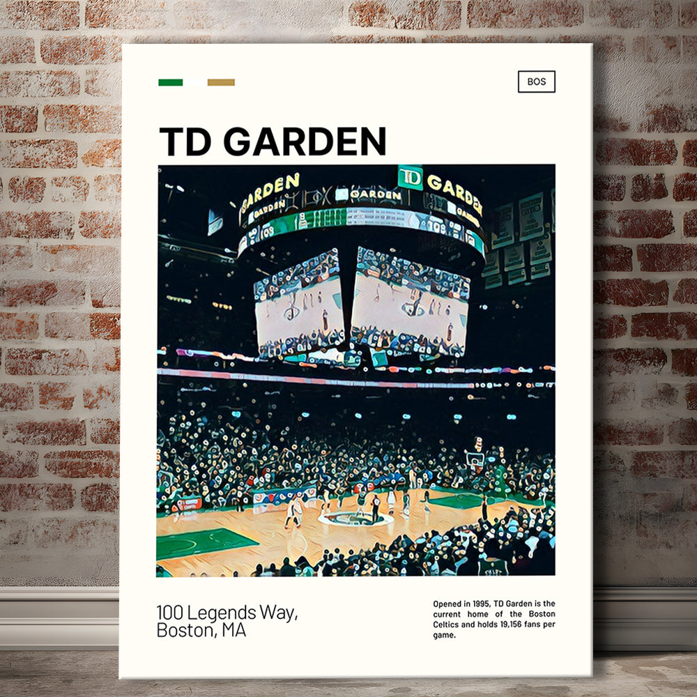 TD Garden Print, Boston Celtics Stadium Canvas Art V4, Fan Gifts, Sport Art, Canvas Print Wall Art