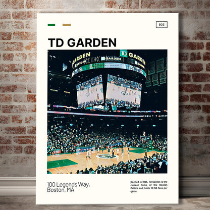 TD Garden Print, Boston Celtics Stadium Canvas Art V4, Fan Gifts, Sport Art, Canvas Print Wall Art