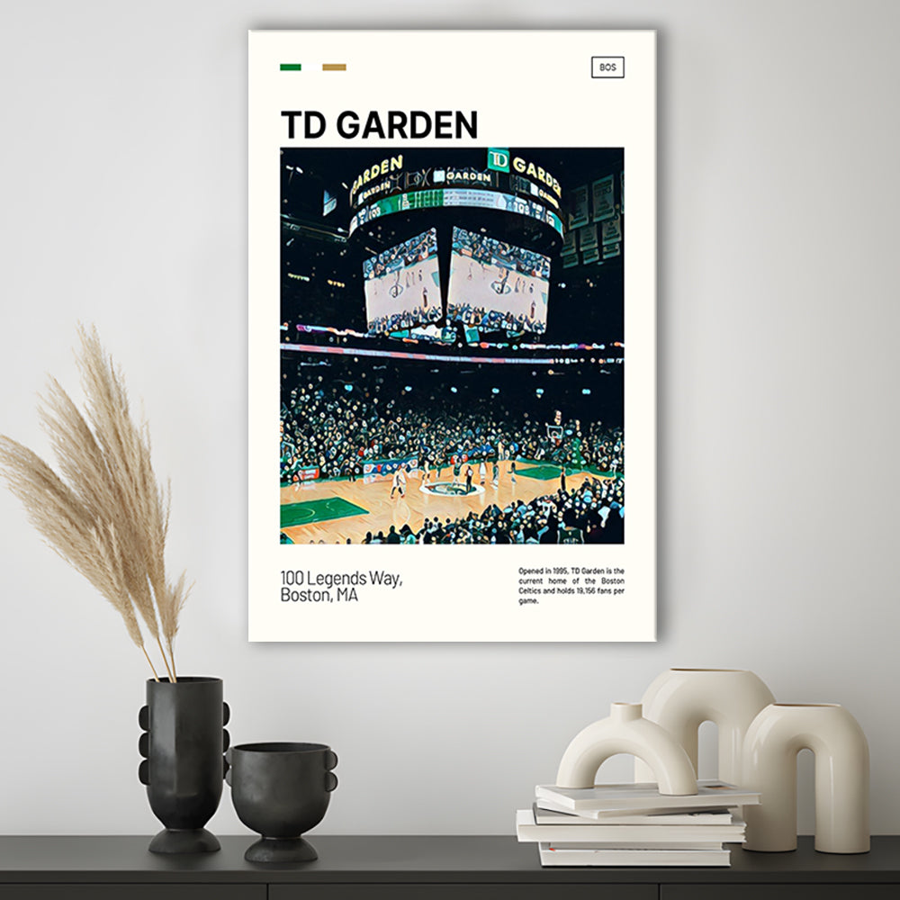 TD Garden Print, Boston Celtics Stadium Canvas Art V4, Fan Gifts, Sport Art, Canvas Print Wall Art