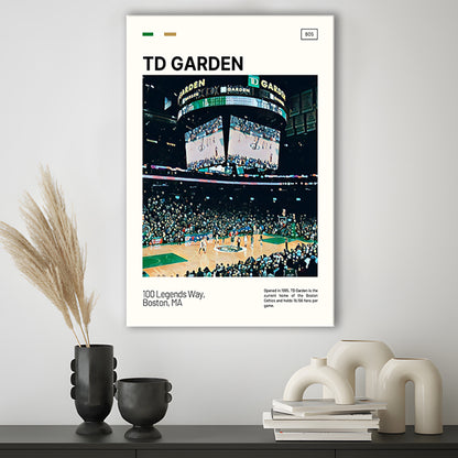 TD Garden Print, Boston Celtics Stadium Canvas Art V4, Fan Gifts, Sport Art, Canvas Print Wall Art