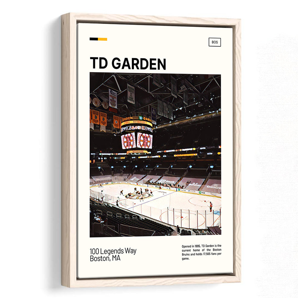 TD Garden Print, Boston Bruins Stadium Canvas Art, Man Cave Gift, Floating Framed Canvas Print Wall Art