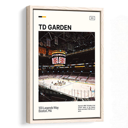 TD Garden Print, Boston Bruins Stadium Canvas Art, Man Cave Gift, Floating Framed Canvas Print Wall Art