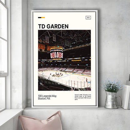 TD Garden Print, Boston Bruins Stadium Canvas Art, Man Cave Gift, Floating Framed Canvas Print Wall Art