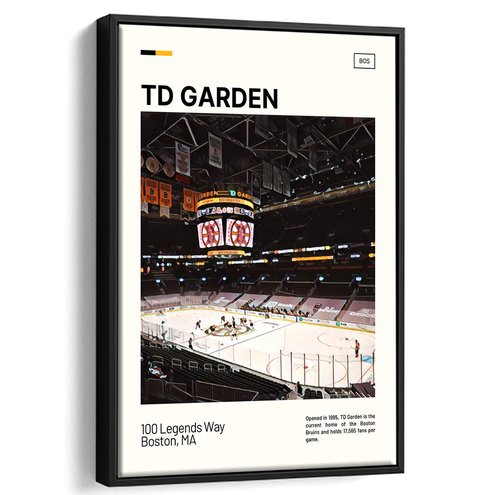 TD Garden Print, Boston Bruins Stadium Canvas Art, Man Cave Gift, Floating Framed Canvas Print Wall Art