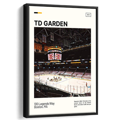 TD Garden Print, Boston Bruins Stadium Canvas Art, Man Cave Gift, Floating Framed Canvas Print Wall Art