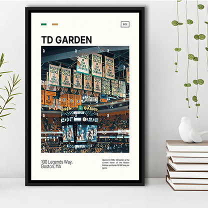 TD Garden Print, Boston Celtics Stadium Canvas Art100, Man Cave Gift, Floating Framed Canvas Print Wall Art