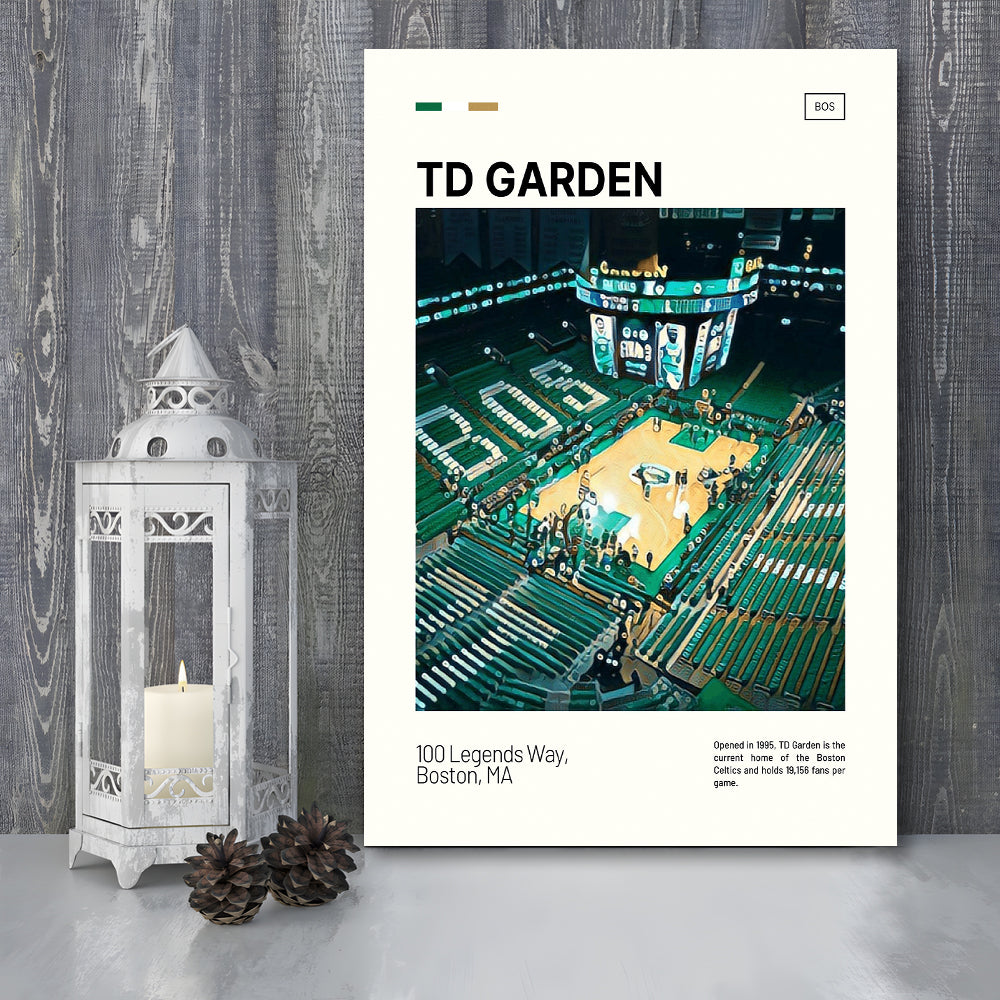 TD Garden Print, Boston Celtics Stadium Canvas Art V1, Fan Gifts, Sport Art, Canvas Print Wall Art