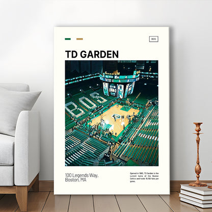 TD Garden Print, Boston Celtics Stadium Canvas Art V1, Fan Gifts, Sport Art, Canvas Print Wall Art