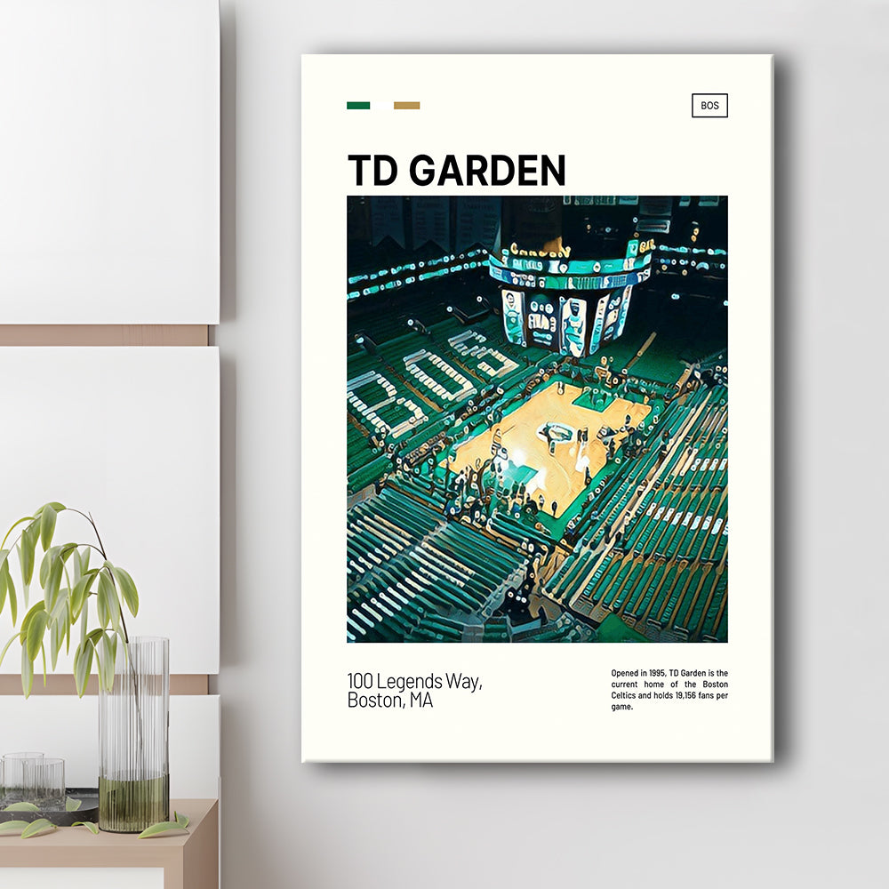 TD Garden Print, Boston Celtics Stadium Canvas Art V1, Fan Gifts, Sport Art, Canvas Print Wall Art