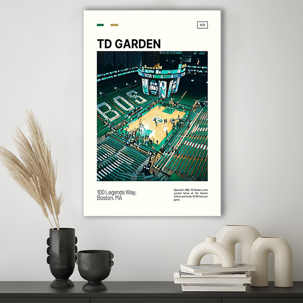 TD Garden Print, Boston Celtics Stadium Canvas Art V1, Fan Gifts, Sport Art, Canvas Print Wall Art