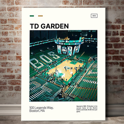 TD Garden Print, Boston Celtics Stadium Canvas Art V1, Fan Gifts, Sport Art, Canvas Print Wall Art
