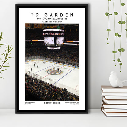 Td Garden, Boston Bruins Hockey Stadium Wall Art Print, Sport Art Print, Framed Canvas Prints Wall Art