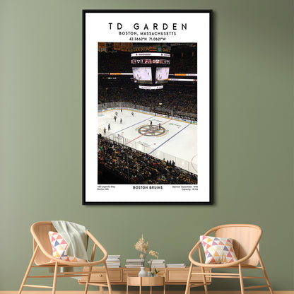 Td Garden, Boston Bruins Hockey Stadium Wall Art Print, Sport Art Print, Framed Canvas Prints Wall Art