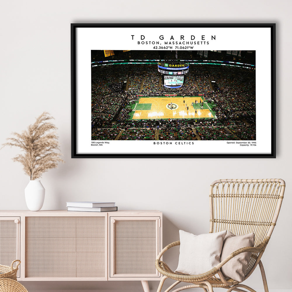 Td Garden, Boston Celtics Basketball Stadium Wall Art Print, Sport Art Print, Framed Canvas Print Wall Art