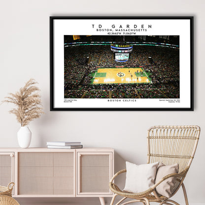 Td Garden, Boston Celtics Basketball Stadium Wall Art Print, Sport Art Print, Framed Canvas Print Wall Art