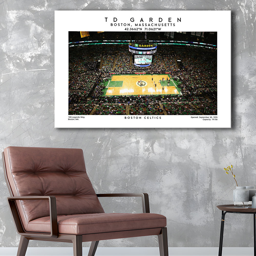 Td Garden, Boston Celtics Basketball Stadium Wall Art Print, Sport Art Print, Canvas Print Wall Art, Man Cave Gift