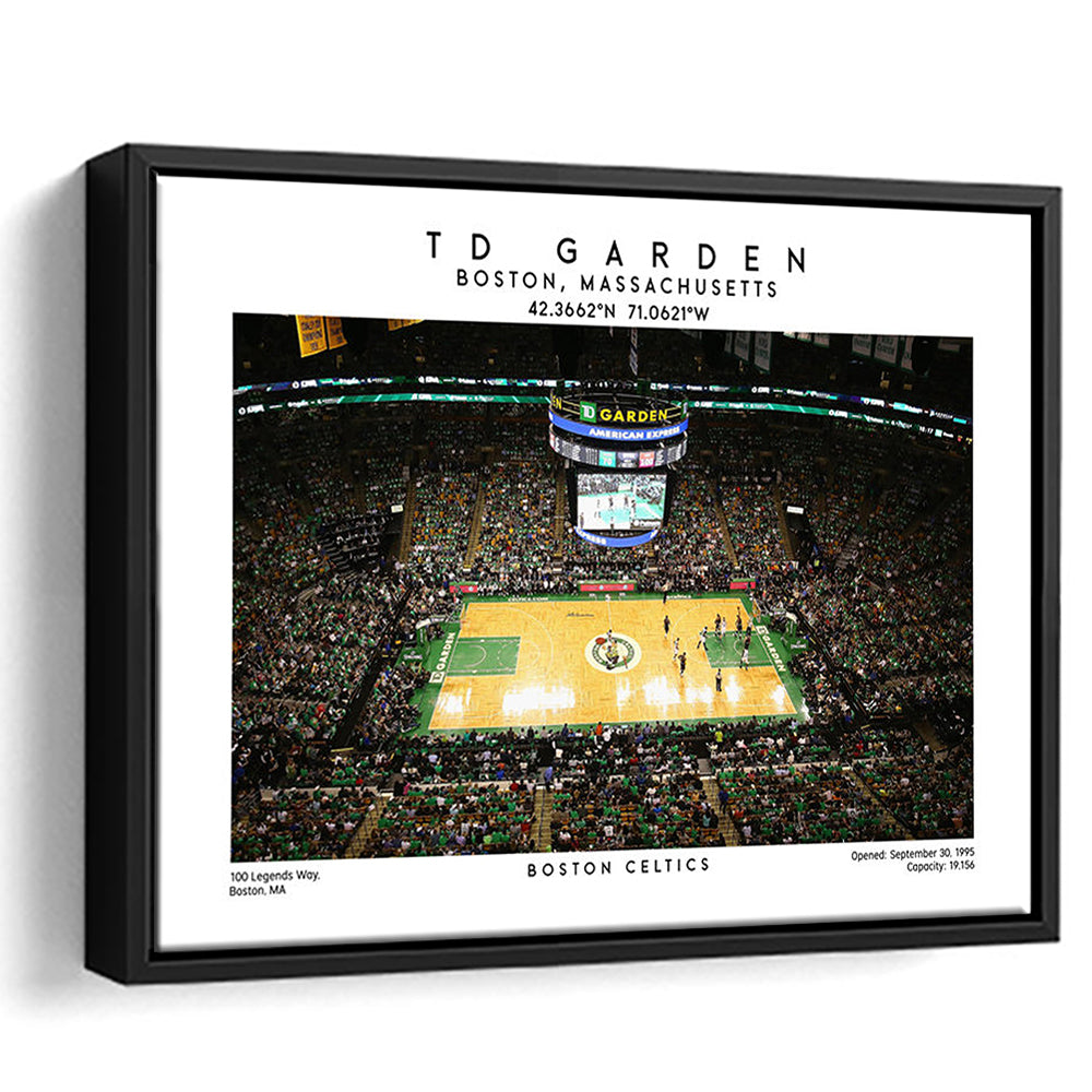 Td Garden, Boston Celtics Basketball Stadium Wall Art Print, Sport Art Print, Framed Canvas Print Wall Art