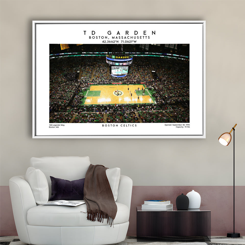 Td Garden, Boston Celtics Basketball Stadium Wall Art Print, Sport Art Print, Framed Canvas Print Wall Art