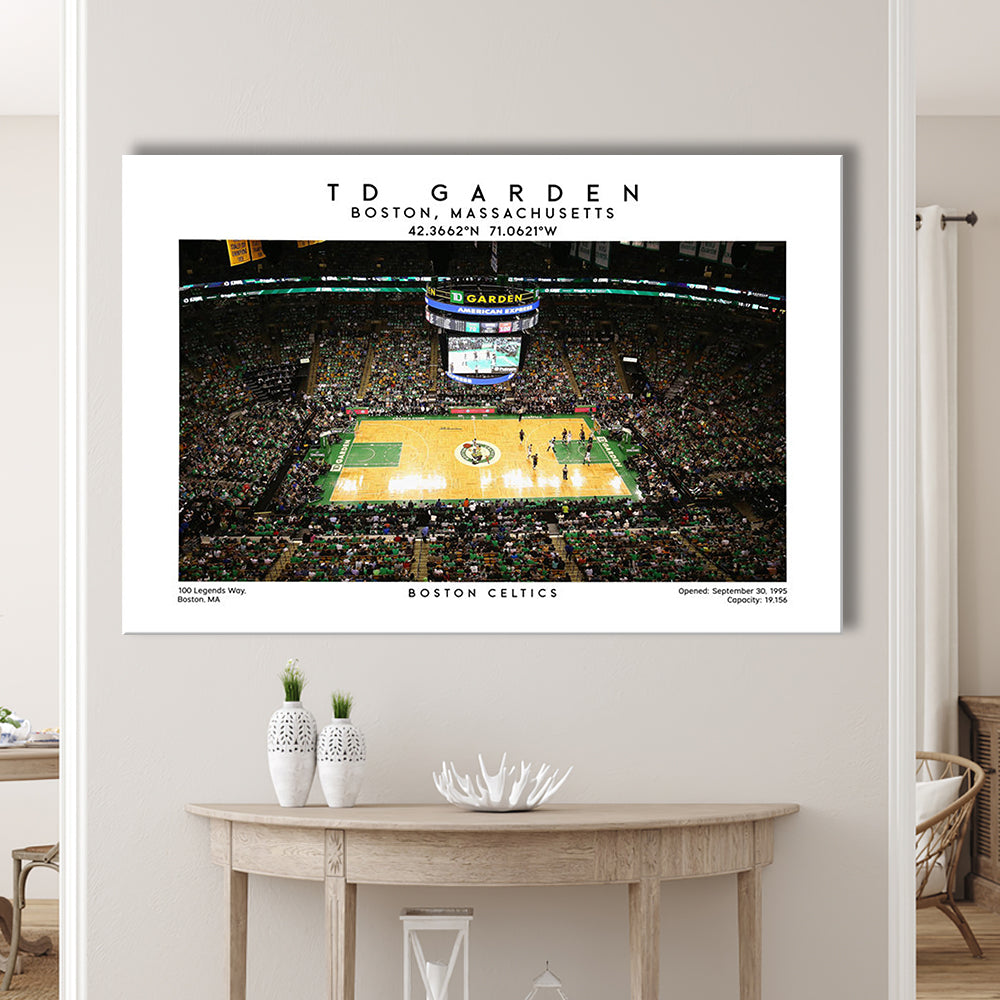 Td Garden, Boston Celtics Basketball Stadium Wall Art Print, Sport Art Print, Canvas Print Wall Art, Man Cave Gift
