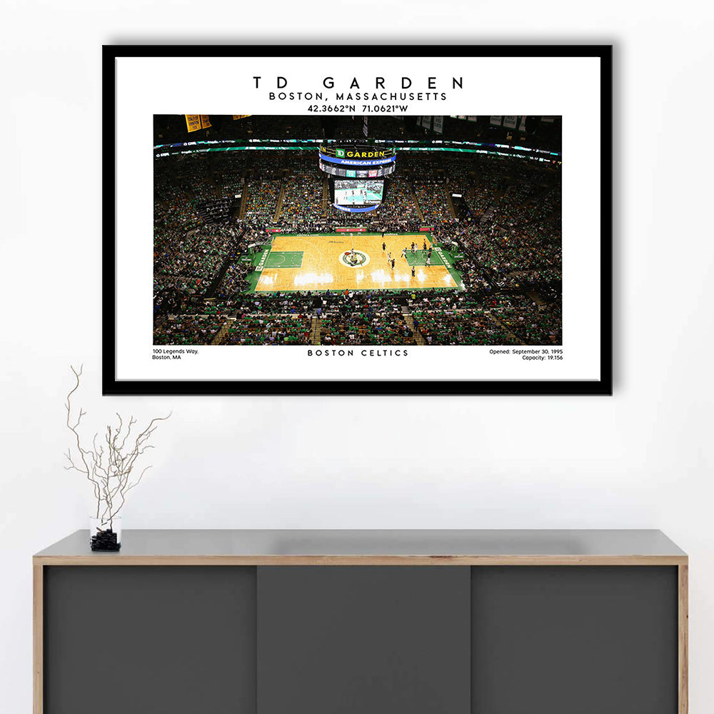 Td Garden, Boston Celtics Basketball Stadium Wall Art Print, Sport Art Print, Framed Art Print Wall Decor