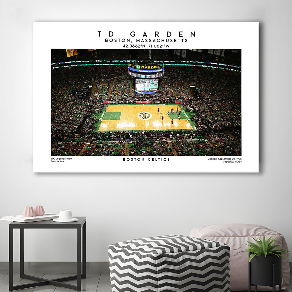 Td Garden, Boston Celtics Basketball Stadium Wall Art Print, Sport Art Print, Canvas Print Wall Art, Man Cave Gift