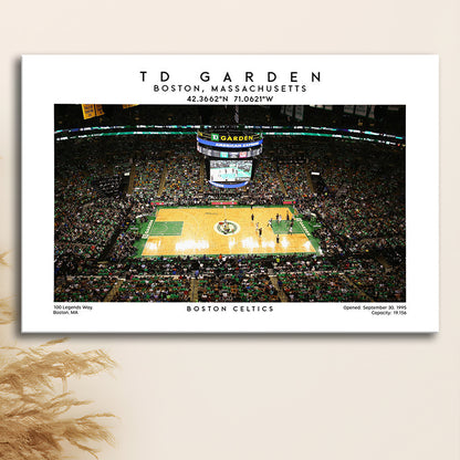 Td Garden, Boston Celtics Basketball Stadium Wall Art Print, Sport Art Print, Canvas Print Wall Art, Man Cave Gift
