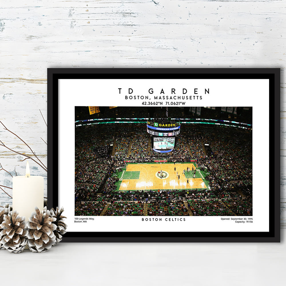 Td Garden, Boston Celtics Basketball Stadium Wall Art Print, Sport Art Print, Framed Canvas Print Wall Art