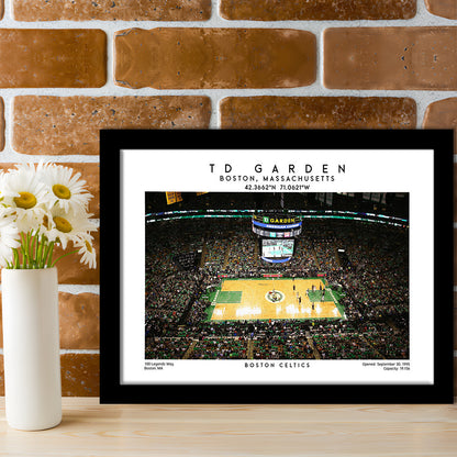 Td Garden, Boston Celtics Basketball Stadium Wall Art Print, Sport Art Print, Framed Art Print Wall Decor