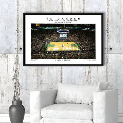 Td Garden, Boston Celtics Basketball Stadium Wall Art Print, Sport Art Print, Framed Canvas Print Wall Art