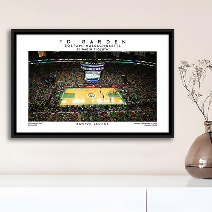 Td Garden, Boston Celtics Basketball Stadium Wall Art Print, Sport Art Print, Framed Canvas Print Wall Art