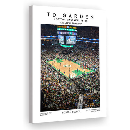Td Garden, Boston Celtics Basketball Stadium Wall Art Print, Sport Art Print, Canvas Prints Wall Art, Man Cave Decor